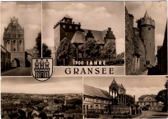 Historische Sehenswürdigkeiten und Ansichten von Gransee in schwarz-weiß.